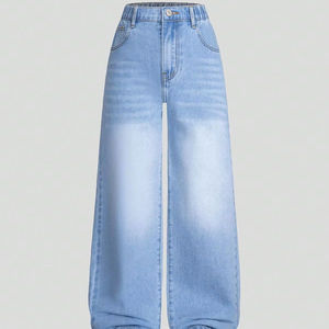 Pantalones vaqueros de tiro alto/tiro bajo para mujer, cintura media, transpirables, de color lavado, ropa de calle holgada, estilo Y2K de alta calidad - Product Image 1