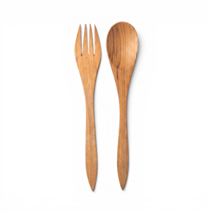 Ensemble de cuillères à salade en bois pour servir, usage domestique et commercial - Product Image 1