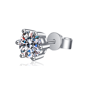 Boucles d'oreilles clous en moissanite ronde scintillante de 0,3 à 2 carats pour homme, pièce unique - Product Image 1