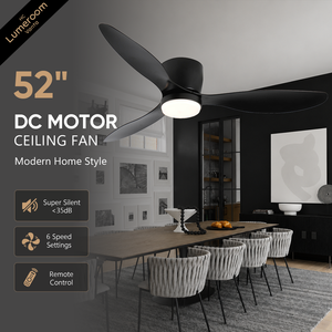 52 Inch Smart Ceiling <b>Fan</b> with Light and Remote, Flush Mount Low Profile Ceiling <b>Fan</b> with Alexa APP <b>Control</b> - Product Image 1