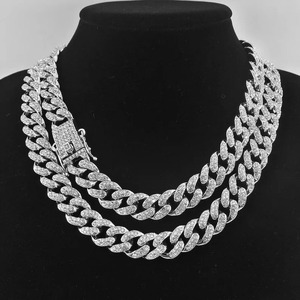 Iced Out Moissanite Starling Silver Cadena de eslabones cubanos Hip Hop Collar Cadena Joyería personalizada Regalos de boda para hombres y mujeres - Product Image 1