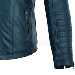 Blouson en cuir décontracté pour homme, chaud et respirant, coupe-vent, écologique, col montant, style urbain, avec lettrage, service OEM - Product Image 6