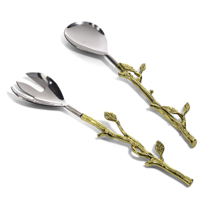 Juego de cubiertos de nuevo diseño, nuevos cubiertos de Metal, cuchara y tenedor, mango de diseño de corte láser redondo, juego moderno para servidor de ensalada - Product Image 5