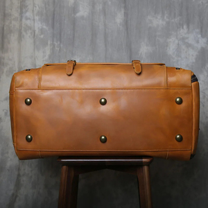Genuine Leather Foldable Durable Waterproof Weekender <b>Duffel</b> <b>Bag</b> with Zipper Closure and Adjustable Strap for Travel - Product Image 2