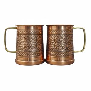 Set Of 2 Luxury Pure Copper <b>Mugs</b> Handmade Floral Design Patten Copper Beer <b>Mug</b> For Cocktails Wholesale Barware Drinkware & <b>Gifts</b> - Product Image 6