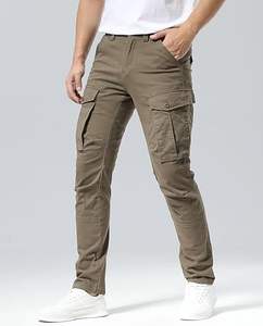 กางเกงคาร์โก้เข้ารูปลำลองสำหรับผู้ชายกางเกงเอวสูงปานกลางแบบตรงพร้อมข้อต่อหัวเข่า - Product Image 6