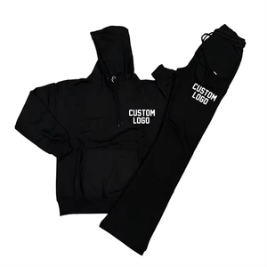 Costume de sport deux pièces de haute qualité pour hommes Logo personnalisé pantalons de survêtement à capuche pantalon de jogging évasé grande taille solide piste hiver - Product Image 5