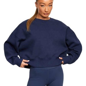 2025 100%COTTON FLEECE BLUE PLAIN BLANK WHOLESALE CUSTOM OVERSIZED <b>WOMEN'S</b> CREWNECK SWEATSHIRT HOODIE FOR HEAVY <b>WEIGHT</b> - Product Image 1
