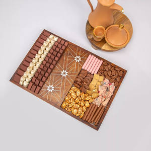 Bandeja de madera con incrustación de perla hexagonal árabe, bandeja de servicio de chocolate de lujo hecha a mano de Vietnam, último diseño - Product Image 5