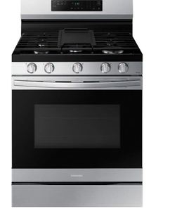 Samsung - 30 pulgadas Estufa de 5 quemadores anchos de 6.0 pies cúbicos Cocina a gas independiente con función de freír sin precalentamiento y convección, de acero inoxidable. - Product Image 2