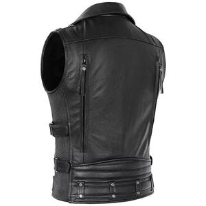 Chaleco de cuero genuino 100% para hombre, estilo motorista, ropa informal de tela de punto, característica de talla grande para invierno, precio bajo - Product Image 2