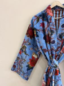<b>Women</b> <b>Velvet</b> Kimono Robe Cotton Long Floral Duster <b>Jacket</b> Coat - Product Image 5