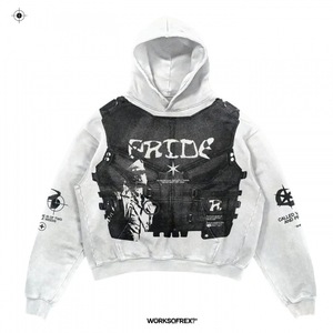 เสื้อฮู้ดใส่ได้ทั้งชายและหญิงเสื้อมีฮู้ดผ้าฟลีซผ้าฝ้าย100% ลายแบบกำหนดเองสไตล์วัยรุ่นปักแบบสวมหัวซักหินสีดำ - Product Image 4