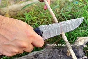 Handmade Damascus Steel Knife Hunting Fixed Blade Knife for <b>Camping</b> Wood Handle Knives - Product Image 6