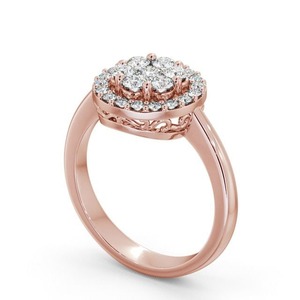 Anillo de compromiso de Halo de racimo de joyería de mujer personalizada de diamante cultivado de laboratorio de corte brillante redondo, joyería de boda certificada de oro sólido de 10K - Product Image 4