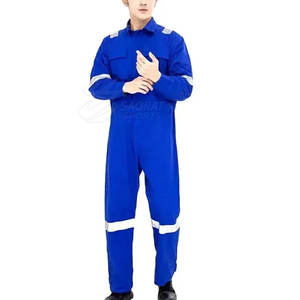 Combinaison de sécurité robuste avec double couture et genoux renforcés Combinaison de sécurité avec taille élastique réglable - Product Image 2