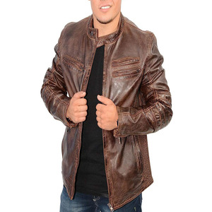Chaqueta de Cuero Genuino para Motocicleta, Chaqueta Informal de Piel de Oveja para Hombre, Color Negro, Último Diseño - Product Image 1