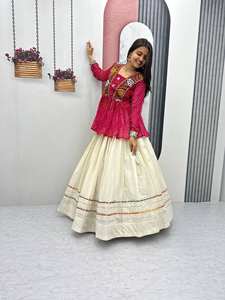 LANZANDO NUEVO ESTAMPADO FESTIVE WEAR LEHENGA CHOLI FABRIC BANDHEJ CON GAMTHI & REAL MIRROR WORK - Product Image 2