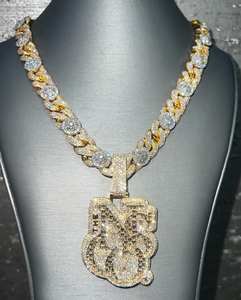 Colgante de plata 925 con nombre de letra personalizado, joyería redonda de moissanita con diamantes de hip hop, collar con nombre helado, regalo de cumpleaños - Product Image 2