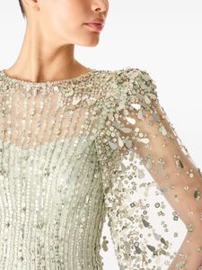 Avec manches en voile robe longue pour l'événement de la fête de la soirée de mariage paillettes perlées polymesh - Product Image 3