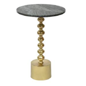 Mesa auxiliar de centro redonda de aluminio de alta calidad con base de metal Acabado en oro y mesa auxiliar moderna de mármol superior - Product Image 4