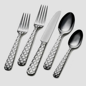 Juego de utensilios de plata decorativos, con muchos descuento, de lujo, con mango de diseño cuadrado Grueso Completo - Product Image 1