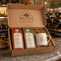 Boîte cadeau personnalisée AT PACK pour café, sachets de café, tasse en céramique, emballage haut de gamme pour torréfacteurs de café de spécialité, branding de café