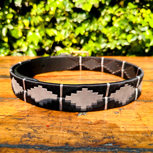 Custom Length Grey Black Vintage Style <b>Polo</b> Belt Genuine Leather Shining Thread 100% Solid Brass for Buckle Genuine Leather Belt - Product Image 1