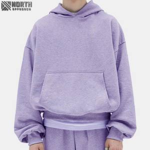 Baggy recadrée à capuche hommes blanc graphique à capuche sans ficelle français éponge 100% coton surdimensionné poids lourd 450 gsm à capuche - Product Image 5