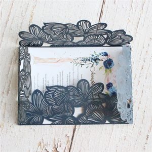 Invitations de <span class=keywords><strong>mariage</strong></span> de pays fleur carte découpée au laser impression personnalisée cartes de voeux d'anniversaire de douche nuptiale - Product Image 5