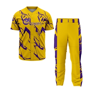 Unisex Baseball Team Uniform Custom Logo Jersey Pants Breathable Moisture Wicking 100% Polyester Fabric <b>Game</b> Practice High - Product Image 1