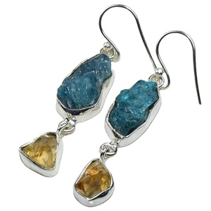 Aretes de Plata de Ley 925 con Apatita y Citrino de Forma Elegante, Joyas Shri Ashapura, Clásicos con Engaste de Bisel, Unisex para Mujer - Product Image 4