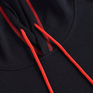 Sweat à capuche d'hiver à coutures rouges contrastées avec appliques pour hommes pull décontracté Streetwear à logo personnalisé vêtements de sport à la mode - Product Image 5