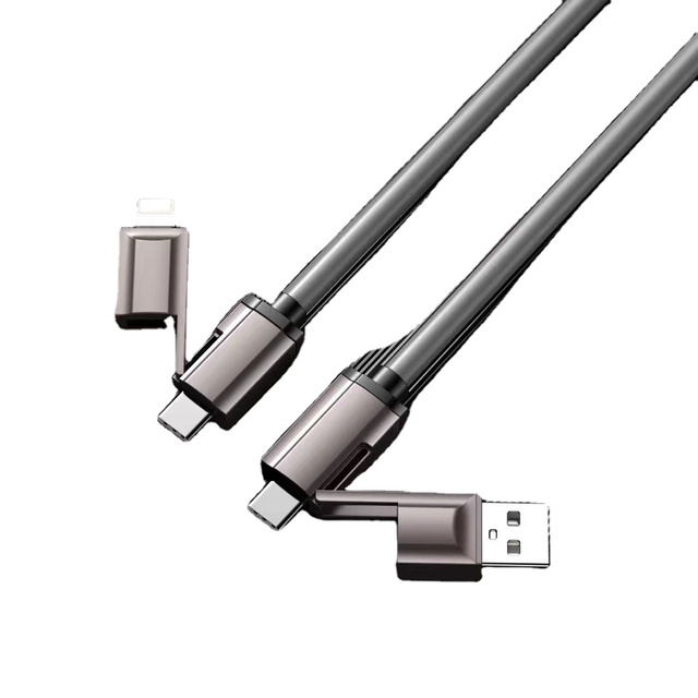 All-In-One 65W 4-in-1 Smart USB Charging Data Cable New 27W PD Nylon Braid Pure Copper Conductor Android for Power Computer