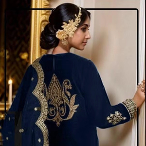 Terciopelo pesado clásico Shalwar Kameez Soft Santoon Bottom Red elegante Dupatta Estilo indio Traje de invierno Tamaño 6XL Paquistaní - Product Image 1