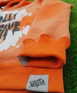 เสื้อฮู้ดดี้สไตล์วินเทจฟอกสีแบบแอซิดวอช คุณภาพสูง ผ้าฝ้ายฟลีซ เป็นมิตรกับสิ่งแวดล้อม พิมพ์ลายด้านหน้าด้วยเทคนิคสกรีน ซิป DIY สตรีทแวร์ - Product Image 4