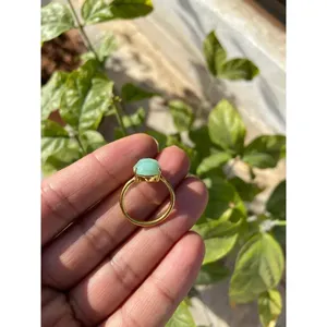 Bague en Or Blanc 14K et Argent 925 avec Turquoise Naturelle Taillée Émeraude, Bijou Fin Rhodié pour Usage Quotidien, Sertie d'Émeraude en Sertissage Bezel - Product Image 5