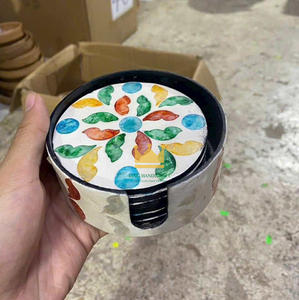 Posavasos hechos a mano para tazas de té, posavasos MOP de madreperla para regalo y mesa de cocina, posavasos calientes para bebidas, posavasos de forma redonda - Product Image 4