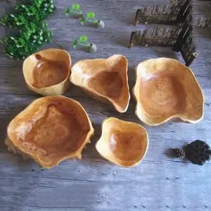 Grande assiette de fruits secs écologique Bol à salade de bonbons en bois massif multi-grains Bols à fruits pour l'exportation mondiale - Product Image 4