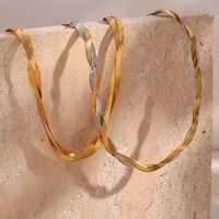 Collier ras du cou en acier inoxydable plaqué or PVD, chaîne serpent torsadée, sans ternissement, pour dropshipping