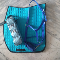 Tapis de selle pour cheval rouge, noir et bleu avec accessoires assortis, en nylon, pour équestre, fabricant Inde Kanpur