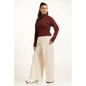 Haut tricoté ajusté pour femme, style simple, respirant, décontracté, à manches longues, tricot de mode, OEM ODM, marque privée, vente en gros - Product Image 4