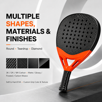 Karbon Fiber Özel OEM Fabrikası Başlangıç Seviyesi Hafif Nefes Alabilen Geniş Sweet Spot EVA Özlü Polyester Çoklu Padel Raketi