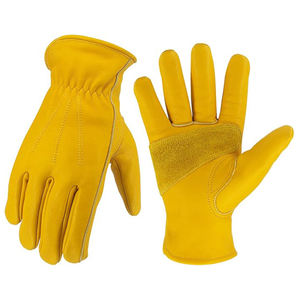Split Leather Working Gloves for Heavy Duty Tasks Ideal for Construction Landscaping <b>Welding</b> and Outdoor Safety Work Gloves - Product Image 1