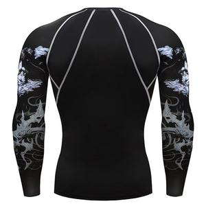 Spandex sublimé/Polyester Rash Guard Chemise de compression imprimée sur mesure Anti-Bactérien Respirant BJJ Training Men's OEM - Product Image 3