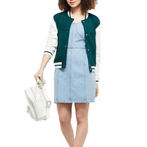 2025 Otoño Invierno manga de cuero Patchwork Top chaqueta de cuero de moda gran oferta talla grande personalizada con Logo chaqueta universitaria para mujer - Product Image 3