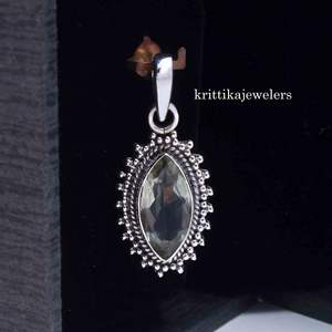 Zirconia cúbica bisel ajuste estilo bohemio 925 plata esterlina hecho a mano mujer fiesta regalo colgante - Product Image 2