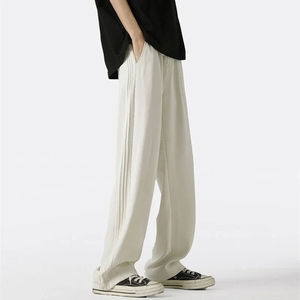 กางเกงผู้ชายลายขวางสีพื้นกางเกงทรงตรงแนวสตรีท, กางเกงลำลองสไตล์อเมริกันกางเกงปี2025 - Product Image 3