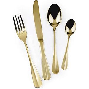 Couverts en acier inoxydable plaqué or, couteau cuillère fourchette fabricant de couverts pour la vaisselle ayant quatre pièces - Product Image 4