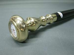 Antique Wooden Walking Stick with Vintage Victorian Solid Brass Handle Hand-Polished Technique <b>Clock</b> on Head - Product Image 2